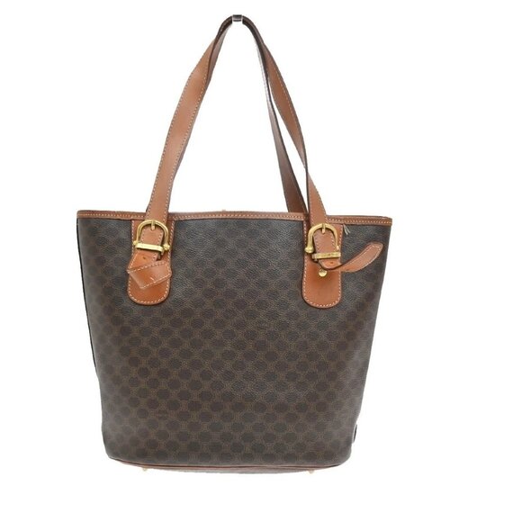 CELINE Logo Macadam Pattern Shoulder Tote Bag PVC Leather Brown GHW 33EE974 - Picture 3 of 16